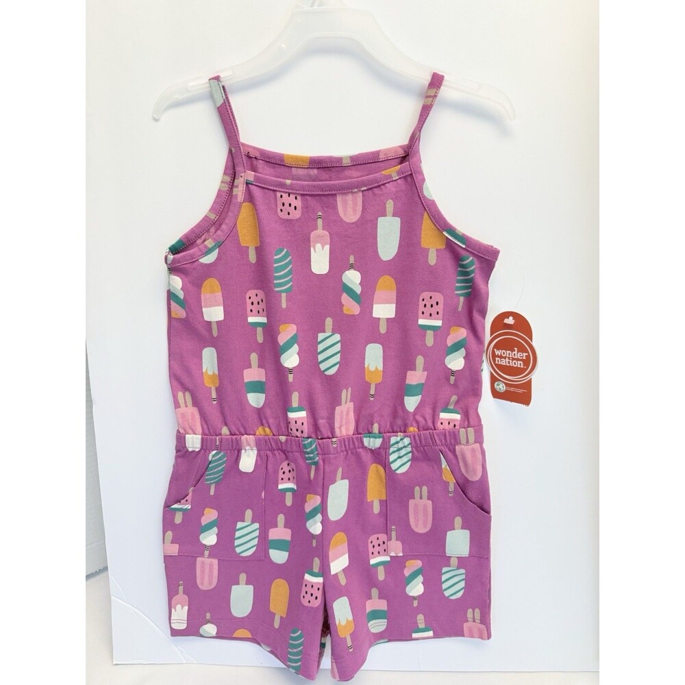 Wonder NationToddler Girls Ice Cream Romper with Side Pockets Sz 4T